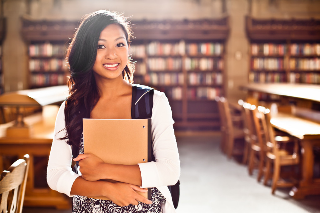 A college student ready for school